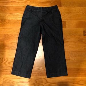 Express Editor Dark Rinse Blue Light Denim Loose Fit Cropped Ankle Capri Pants 0